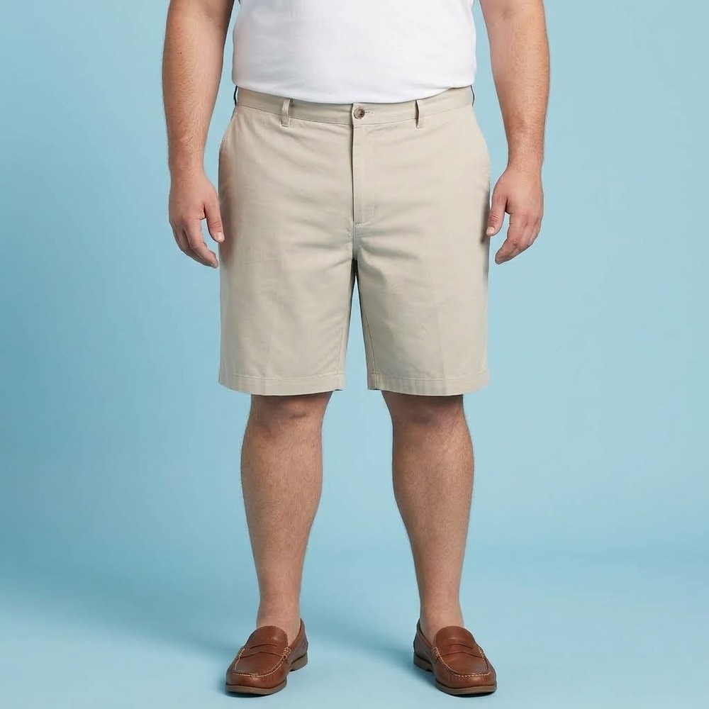 Lands‎ End Traditional Fit Chino Shorts Mens 44 Khaki Cotton EUC